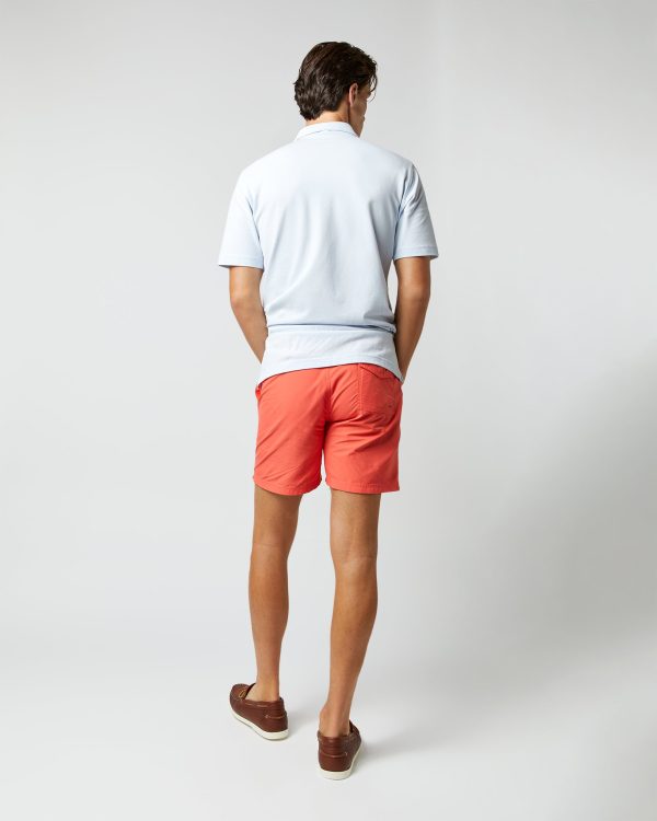 Zip-Front Mid-Length Swim Short in Coral Nylon Hot on Sale