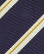 Silk Woven Tie in Navy Bone Yellow Stripe Supply