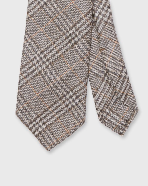 Cashmere Woven Tie in Ivory Olive Orange Plaid on Sale