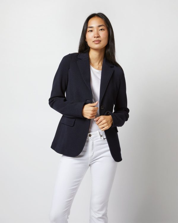 Parker Jacket in Navy Wool Pique Fashion