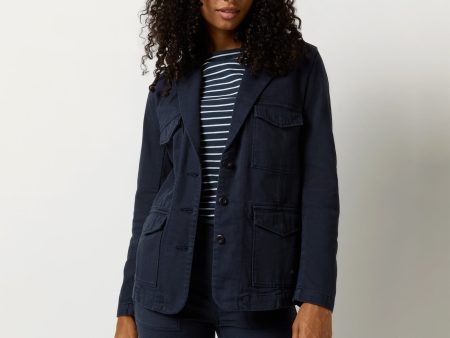 Military Jacket in Midnight Blue Hot on Sale