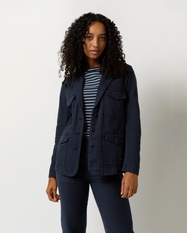 Military Jacket in Midnight Blue Hot on Sale