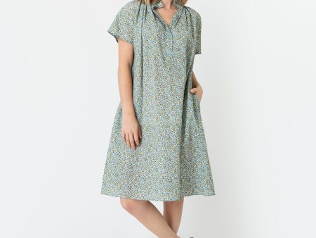 Atelier Volume Kami Dress in Sage Gold Floral Seersucker Online now