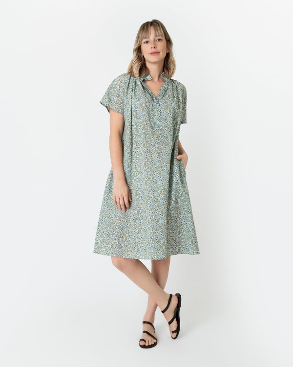 Atelier Volume Kami Dress in Sage Gold Floral Seersucker Online now