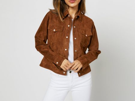 Western Jacket in Cognac Suede Hot on Sale