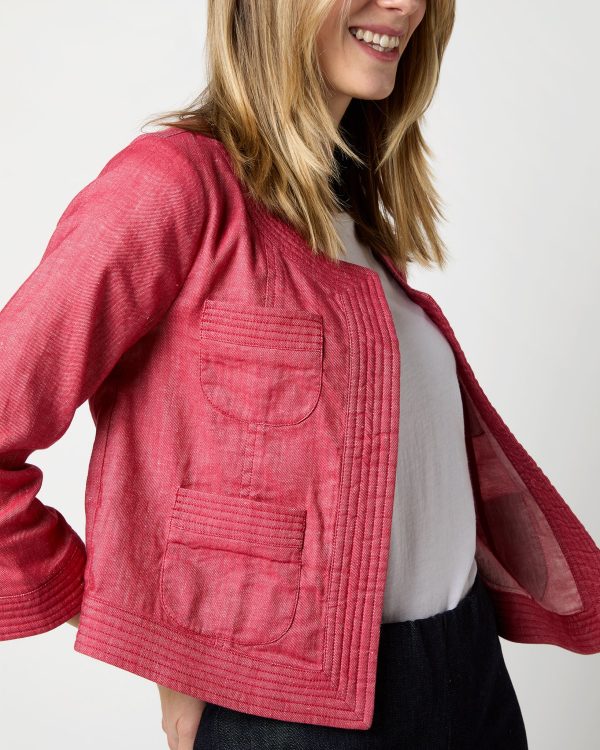 Trapunto Kiki Jacket in Red Stretch Cotolino Discount