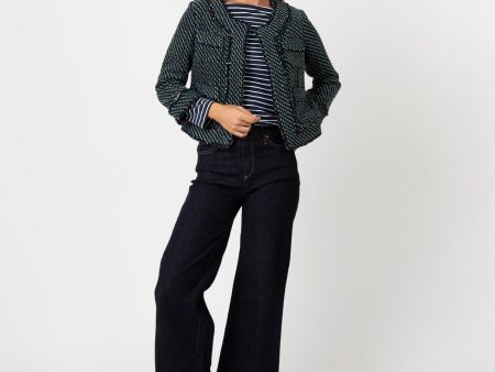 Kiki Jacket in Navy Green Stretch Tweed Online