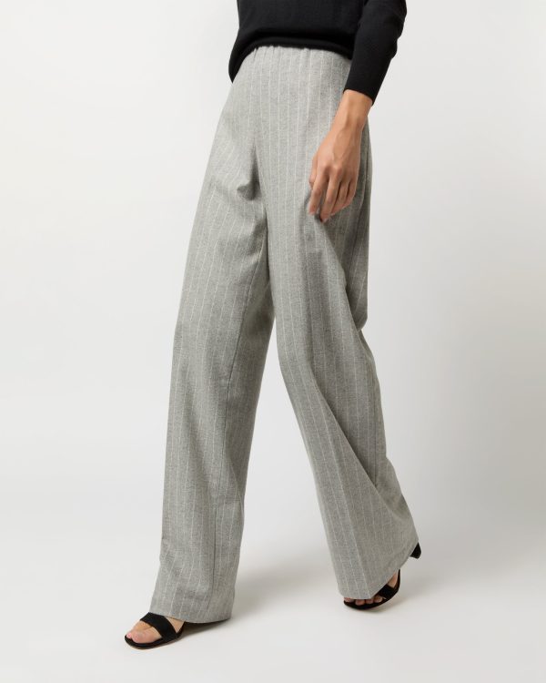 Maura Pull-On Pant in Grey Chalk Stripe Knit Hot on Sale