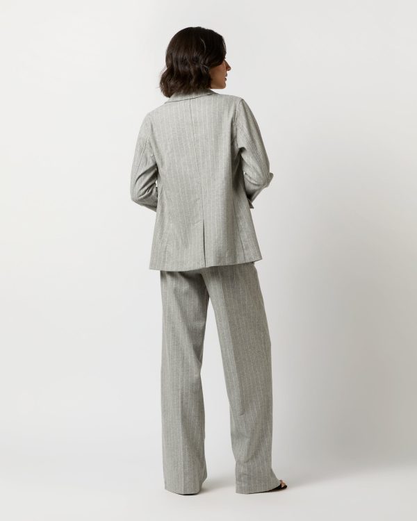 Sarah Blazer in Grey Chalk Stripe Knit Discount