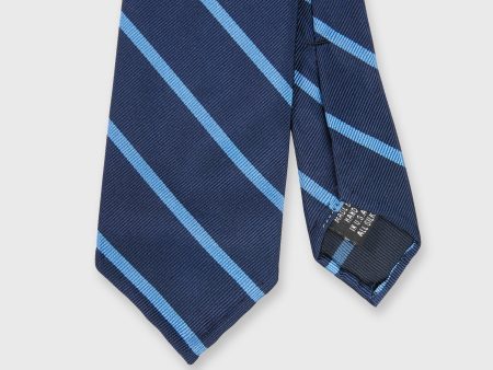 Silk Woven Tie in Navy Dusty Blue Stripe Hot on Sale