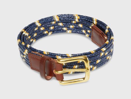 1  Raffia Belt in Navy Gold Bone Hot on Sale