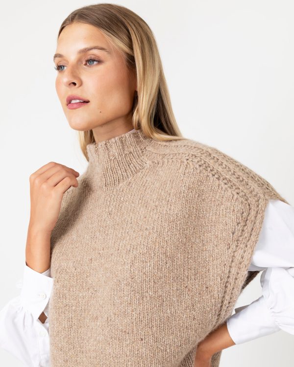 Athena Sweater in Camel Donegal Cashmere Discount