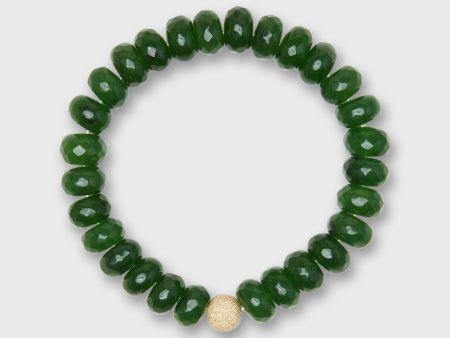 Semi Precious Beaded Bracelet in Dark Green Monochrome Cheap