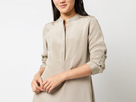 Anna Tunic in Birch Washed Silk Crepe de Chine For Cheap