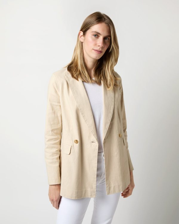 Constance Jacket in Sand Stretch Cotolino Online