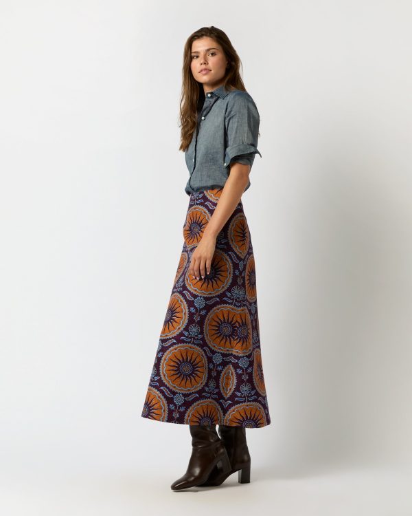 A-Long Skirt in Purple Sovereign Cady Wool For Discount