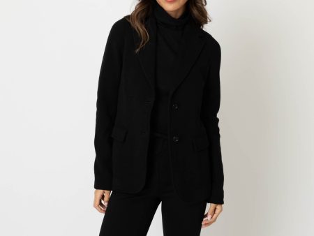 Parker Jacket in Black Wool Pique on Sale