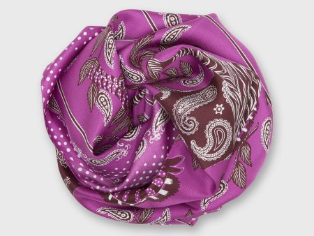 Zack Square Scarf in Purple Silk Sale