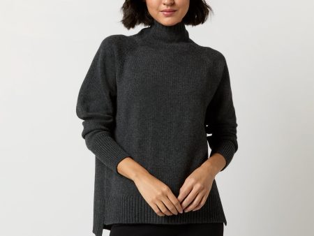 Marie Funnel-Neck Sweater in Charcoal Cashmere on Sale