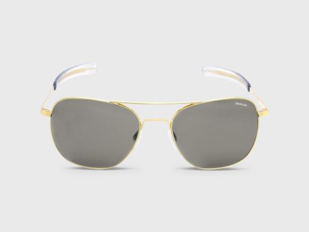 Aviator Sunglasses in 23K Gold Gray Glass Lens Online Sale