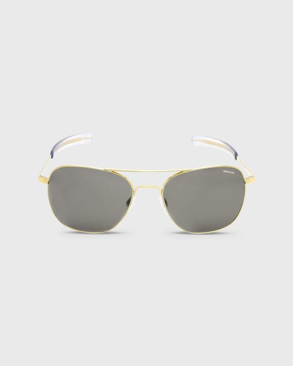 Aviator Sunglasses in 23K Gold Gray Glass Lens Online Sale