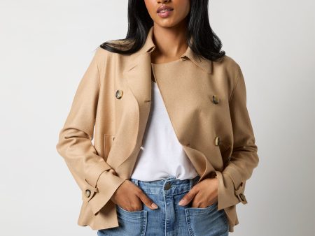 Cropped Trench Coat in Beige Online Hot Sale