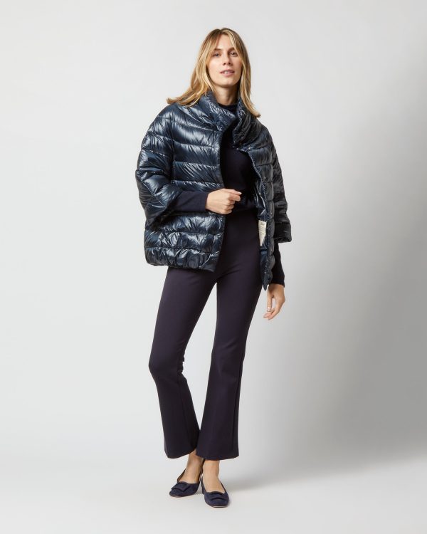 Aminta 3 4 Sleeve Cocoon Coat in Navy Blue Hot on Sale