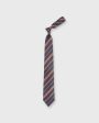 Linen Silk Woven Tie in Navy Orange Stripe on Sale