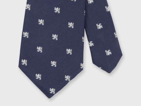 Silk Faille Club Tie in Navy White Griffin Hot on Sale