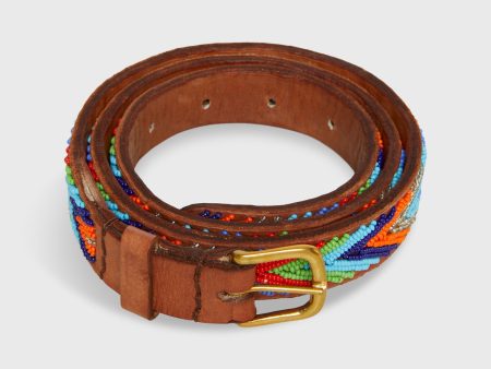 1  African Fully Beaded Belt in Multi Arrow For Cheap