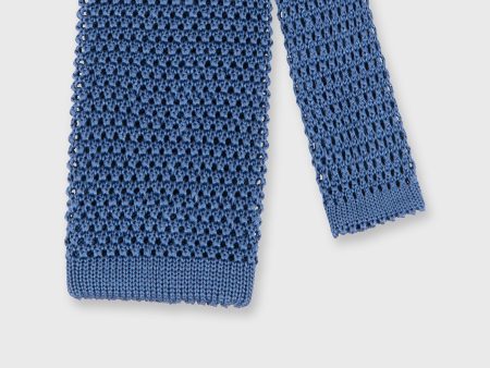 Silk Knit Tie in Mid-Blue Discount