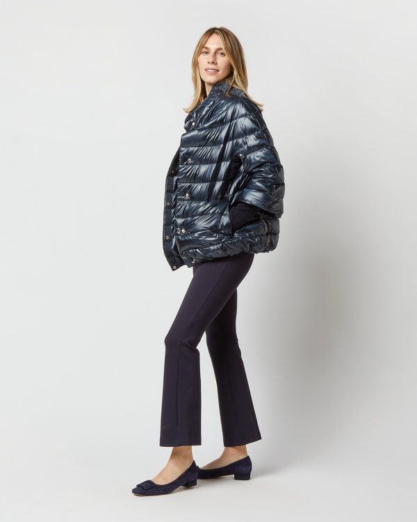 Aminta 3 4 Sleeve Cocoon Coat in Navy Blue Hot on Sale