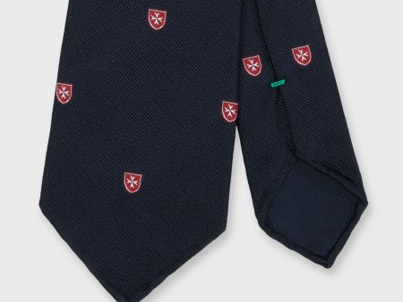 Silk Woven Club Tie in Navy Red Shield Sale