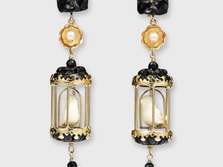 Aviary Classic Earrings in Gold Black White Discount