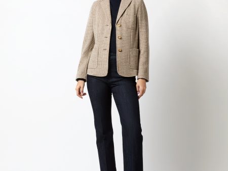 Reagan Jacket in Mink Bone Houndstooth Knit Discount