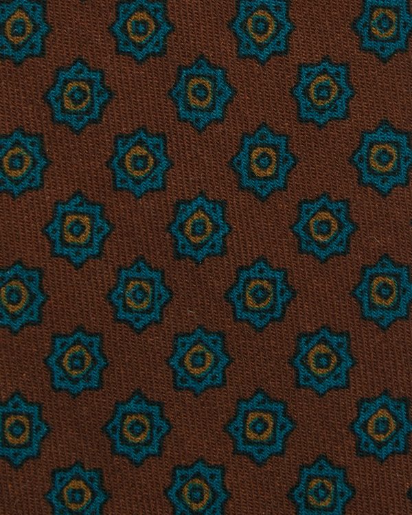 Wool Print Tie in Brown Aegean Gold Medallion Online now