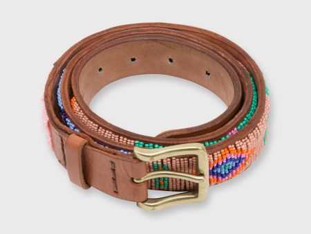 1.25  African Beaded Belt in Pastel Multi Kuma Design Fashion