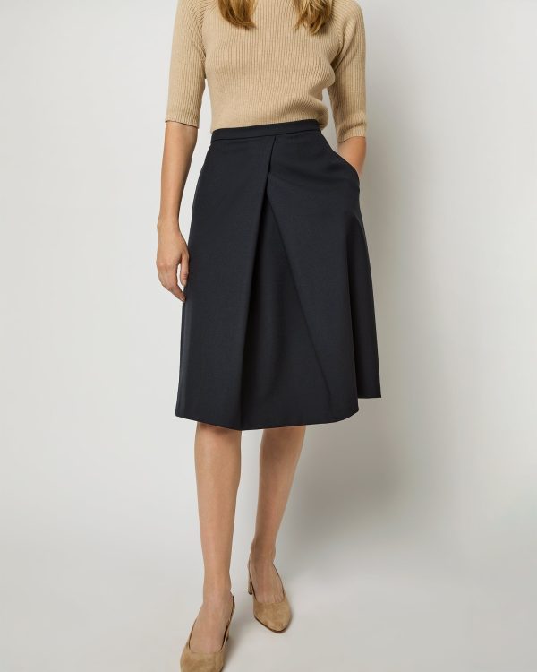 Preston Skirt in Ink Tropical Wool For Cheap