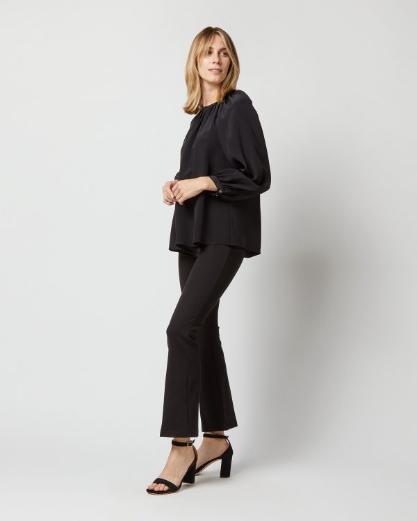 Ariana Blouse in Black Silk Crepe de Chine Online now