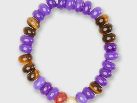 Semi Precious Beaded Bracelet in Purple Tiger Cheap