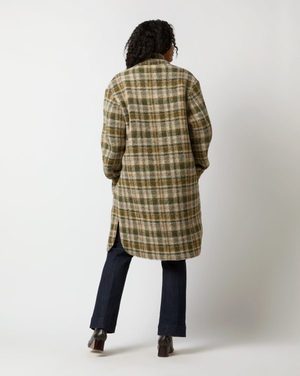 Gabriel Checked Coat in Khaki Ecru Online Sale