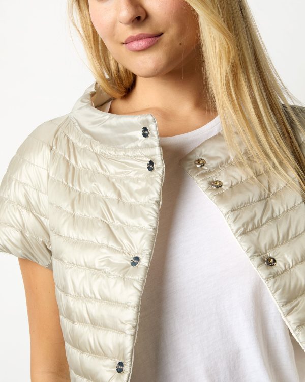 Reversible Cap-Sleeve Jacket in White Pearl Grey on Sale