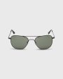 Aviator Sunglasses in Matte Black AGX Glass Lens Cheap