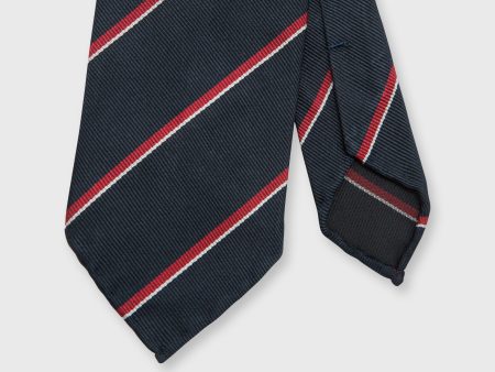 Silk Repp Tie in Midnight Red White Stripe Online Hot Sale