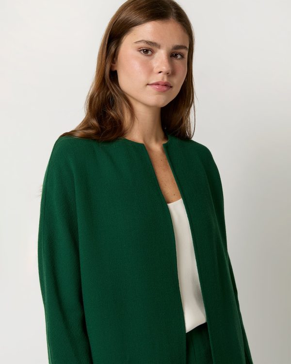 Estelle Coat in Forest Double-Face Stretch Wool Crepe Online Sale