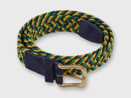 1.25  Woven Elastic Belt in Gold Green Navy Fashion