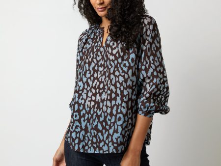 Ariana Blouse in Chocolate Sky Leopard Burnout Online Sale