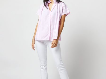 Atelier Kami Top in Pink Mixed Stripe Poplin Online Hot Sale