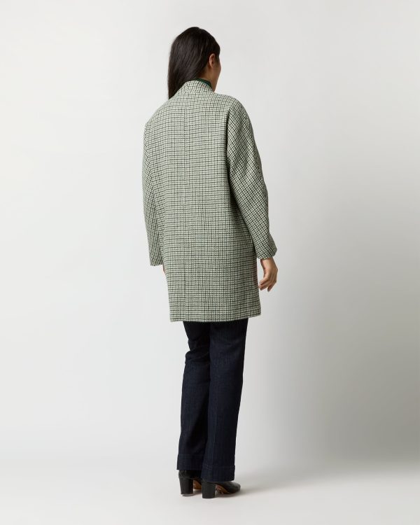 Kennedy Coat in Green Houndstooth Tweed Online now