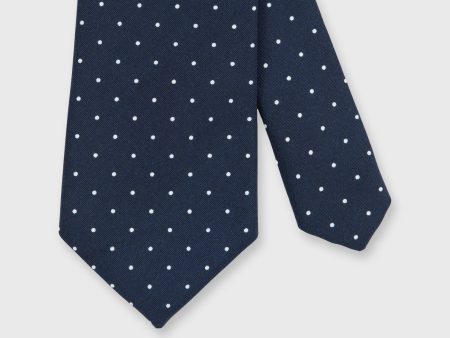 Irish Poplin Tie in Navy White Dot Online